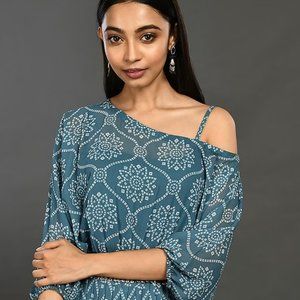 NWT Onaya Blue One-Shouldered Gown | Indian Fusion